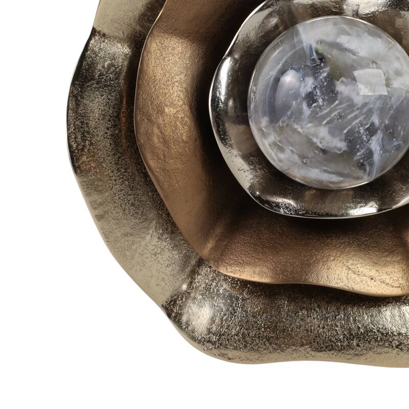 Steel Wall Flowers Modern Artistic Decor (Set of 3) - 11/14/16" Gold