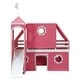 preview thumbnail 3 of 31, Castle Frame Bed Wood Loft Bed Loft Bed Convertible To Mini Playground with Pink Tent and Tower, Child Bed Tent
