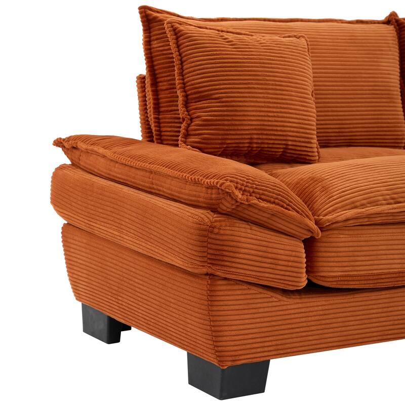Corduroy Couch Loveseat Sofa with Pillows,Comfy Upholstered Deep Seat Sofa for Bedroom,Living Room,Office