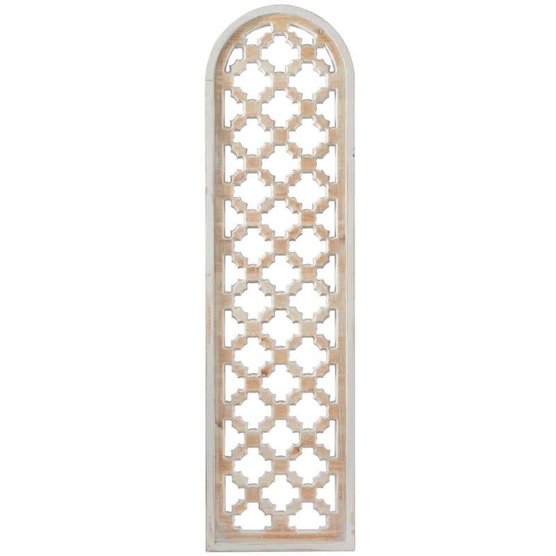 Wood Geometric Carved Trellis Wall Decor - Brown - Roche River Decor