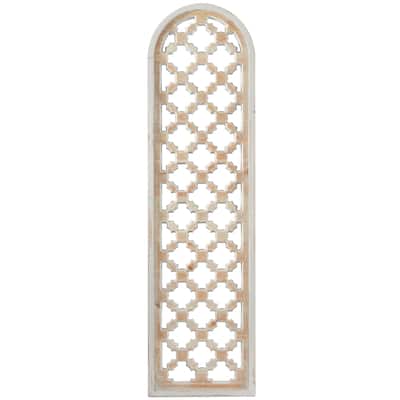 Wood Geometric Carved Trellis Wall Decor - Brown - Roche River Decor