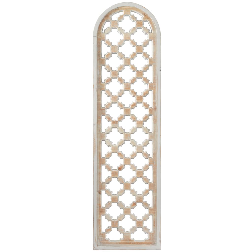 Wood Geometric Carved Trellis Wall Decor - Brown - Roche River Decor