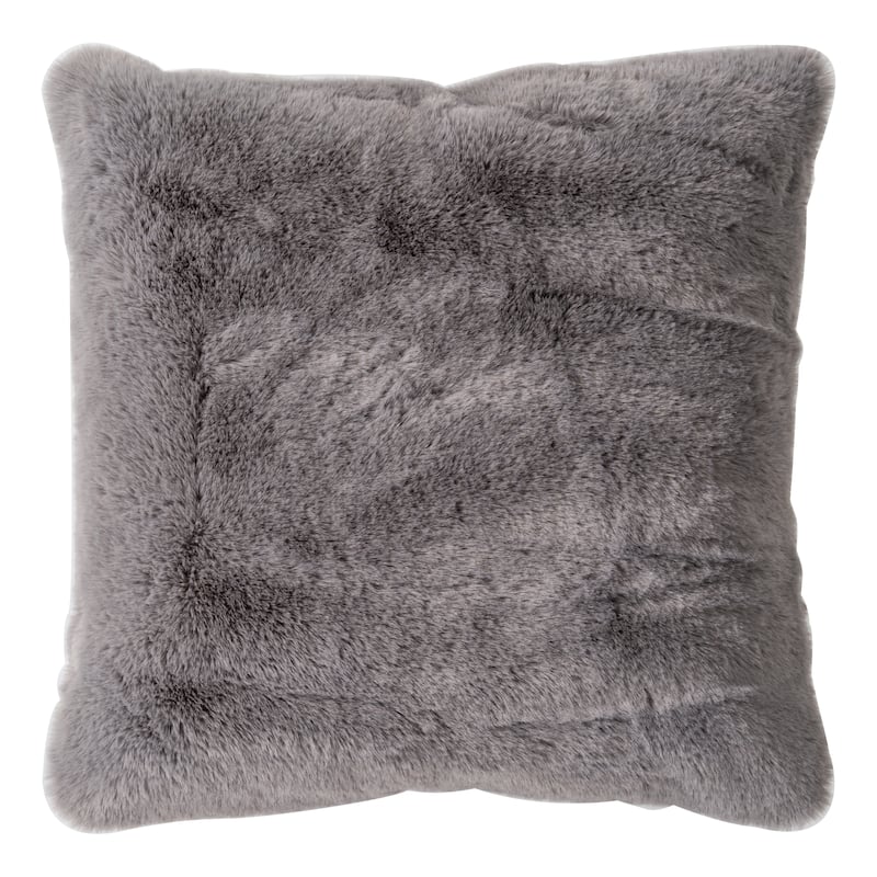 Faux Rabbit Collection Solid Square Pillow - (20" x 20") - Grey