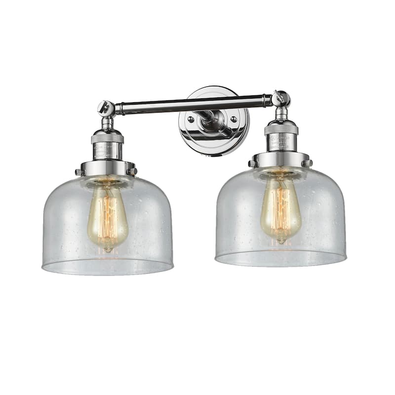 Innovations Lighting Large Bell 2 Light 19" Wide Bathroom Vanity Light - Polished Chrome / Seedy
