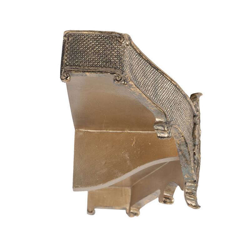 Riry 23 Inch Wall Plaque Shelf, Dotted Texture, Metal, Gold Resin Finish