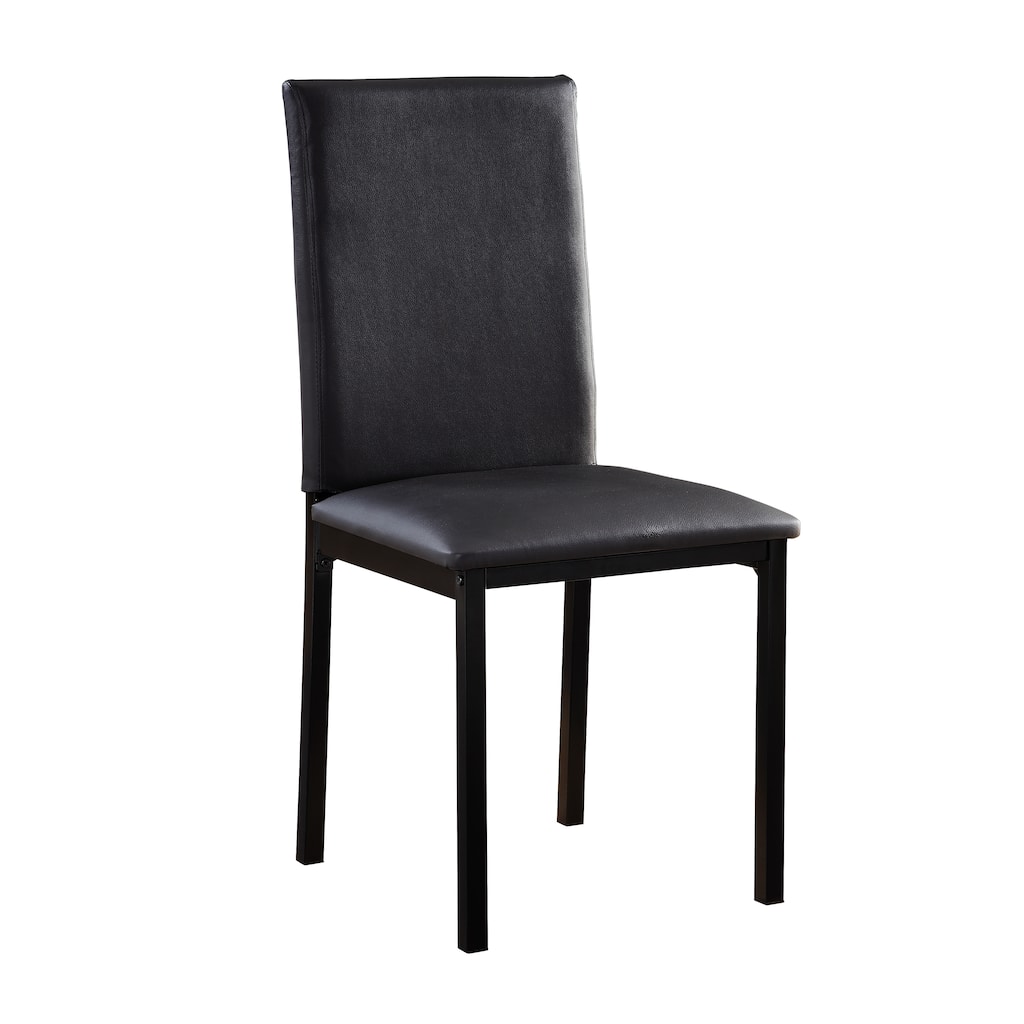 Set of 4 Dining Chairs Black Faux Leather Upholstery Casual Dining Room Furniture Metal Frame