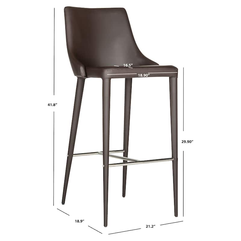 SAFAVIEH Carlene Mid-Century Dining Modern 42-inch White Leather Bar Stool - 21.2" x 18.9" x 41.8" - 21Wx19Dx42H