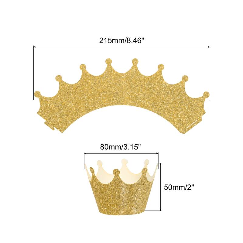 Cupcake Wrappers Paper, 12 Pack Baking Cups Standard Crown Decoration - Gold Yellow