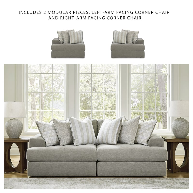Signature Design by Ashley Avaliyah Gray 2-Piece Sectional Loveseat - 93" W x 44" D x 37" H