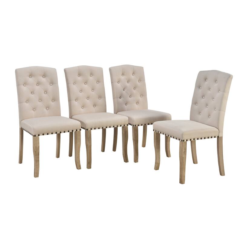 6-Piece Farmhouse Dining Set with Rectangular Trestle Table and 4 Upholstered Chairs and Bench
