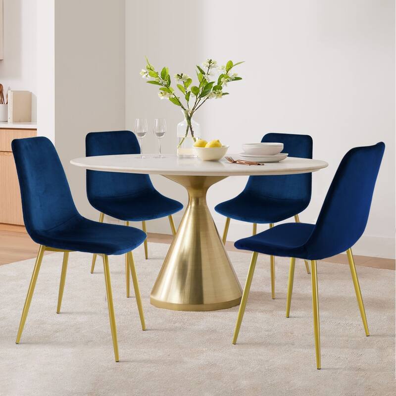 Velvet Upholstered Gold Frame Dining Chair Side Chair , Set of 4 - 34"x18"x18"
