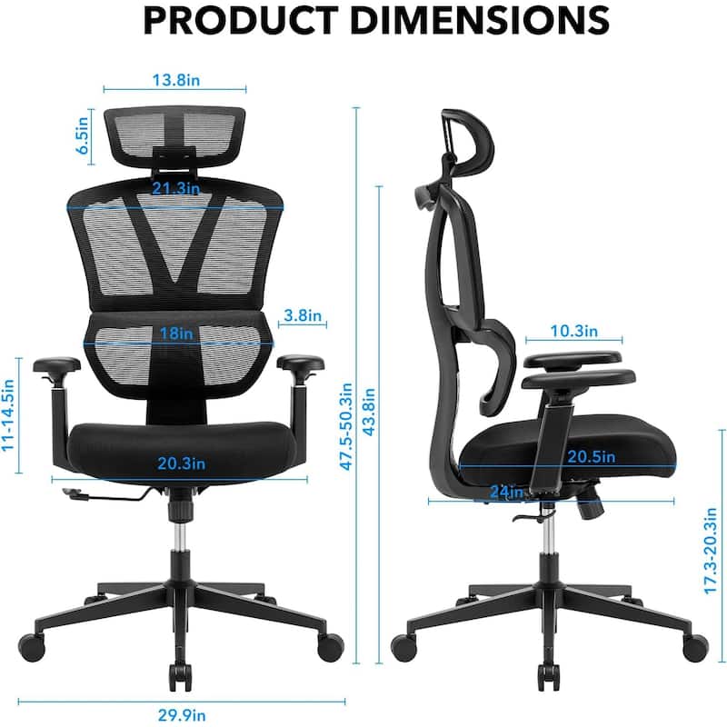 TAKE UR SEAT Executive Mesh Ergonomic Chair - 29.9" x 29.9" x 47.5"