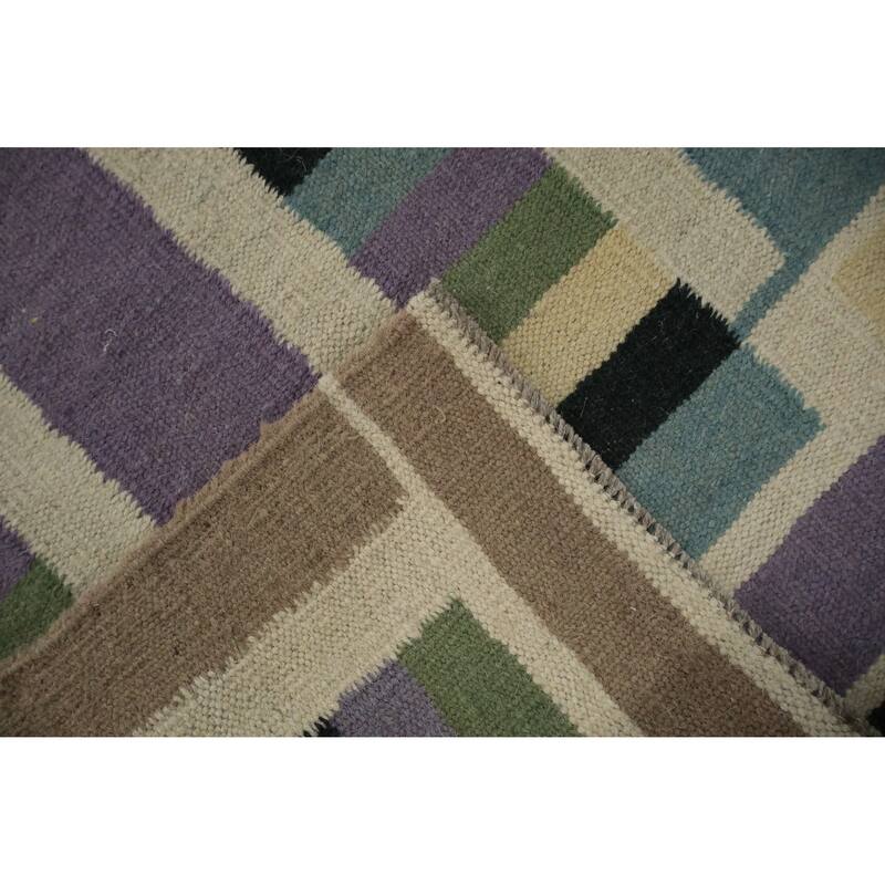 Hand Woven Oriental 100% Wool Carpet Southwestern Modern Multi-Colored Kilim Area Rug - 10' 2'' X 8' 5''