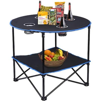Camping Table Folding Picnic Table with 4 Cup Holders