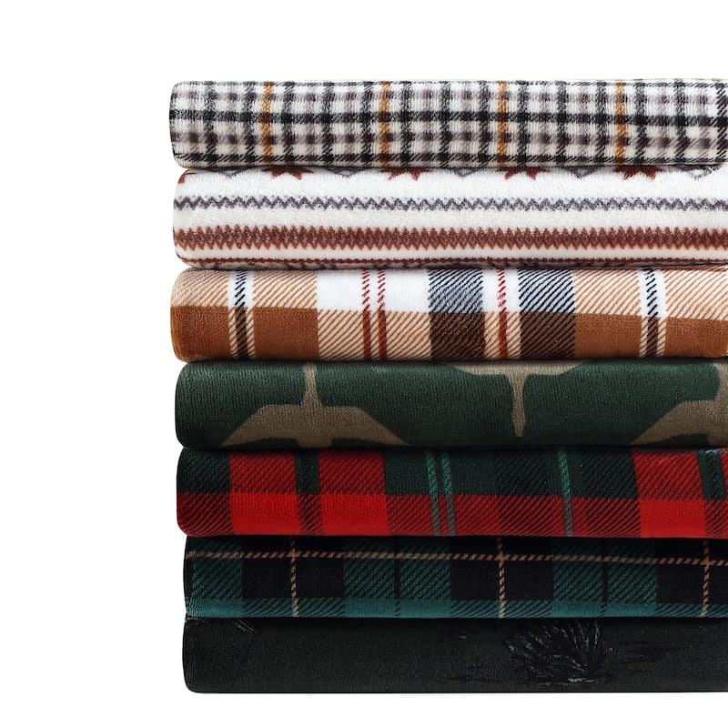 Eddie Bauer Printed Reversible Ultra Soft Plush Throw Blanket