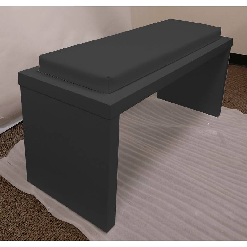 Creative Images International Modern Collection Wood Dining Bench with 2 PU Leather Seat Cushions - Black
