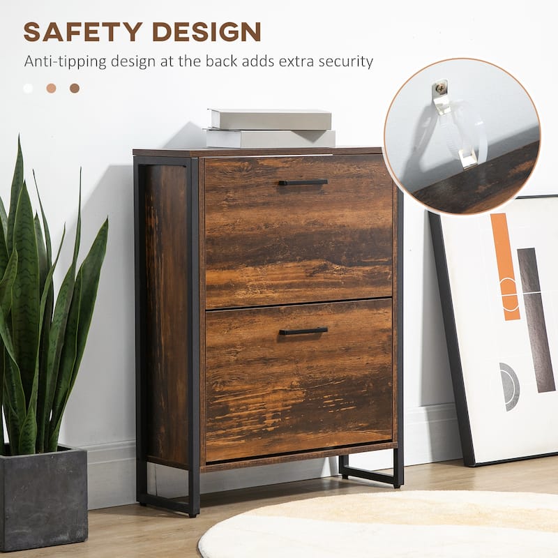HOMCOM Shoe Cabinet with 2 Flip Doors, Shoe Cupboard, Entryway Storage Unit
