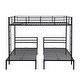 preview thumbnail 9 of 7, Black Full over Twin & Twin Size Metal Bunk Bed with Staircase Access