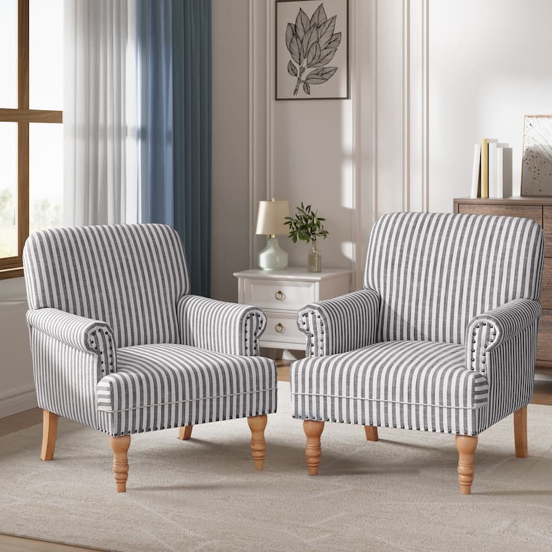 Upholstered Accent Sofa Linen Club Chair with Legs for Living Room