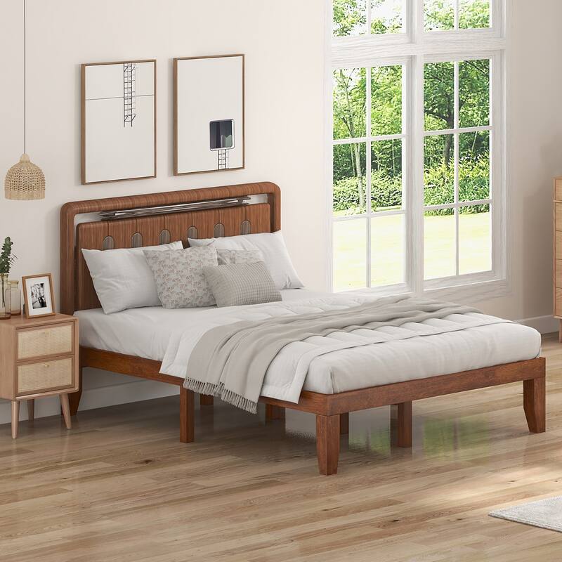 Gymax 14'' Full Size Wooden Platform Bed Frame w/ Strong Slat Support