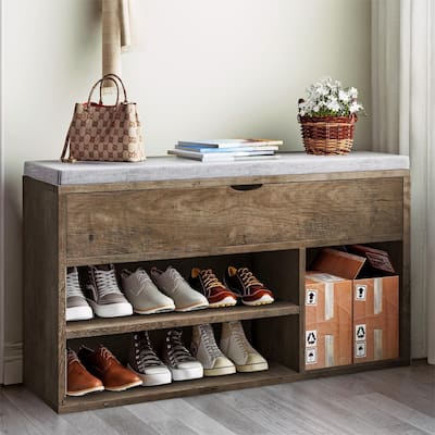 Storage Bench, Shoe Bench with Cushion