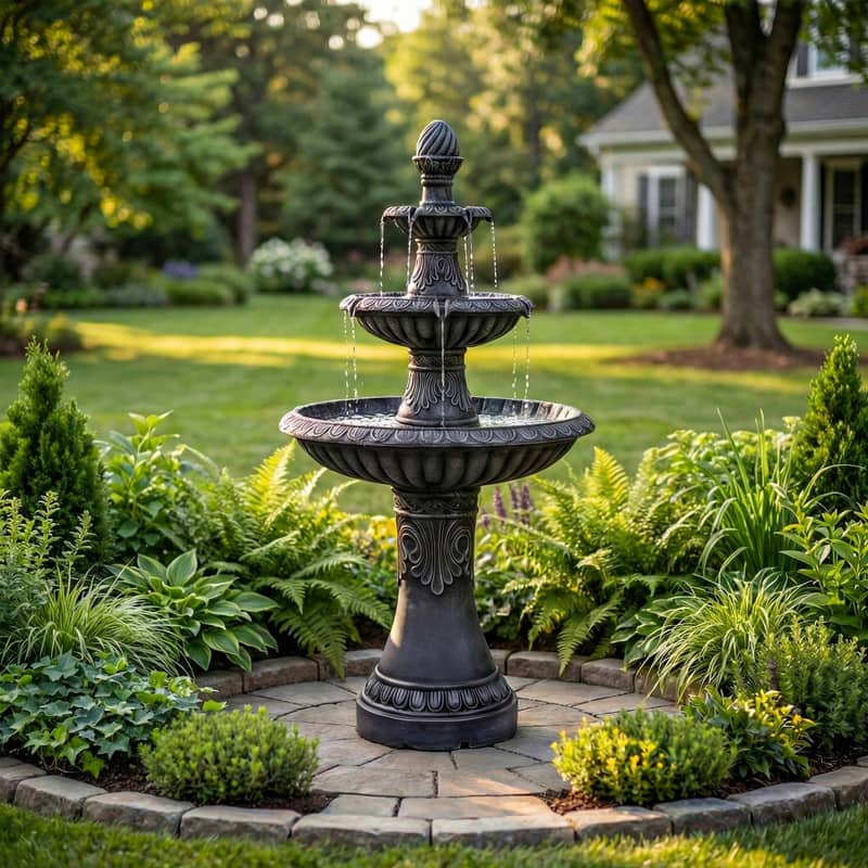 Classic Bird Bath 3-Tier Water Fountain Weather Resistant with Pump