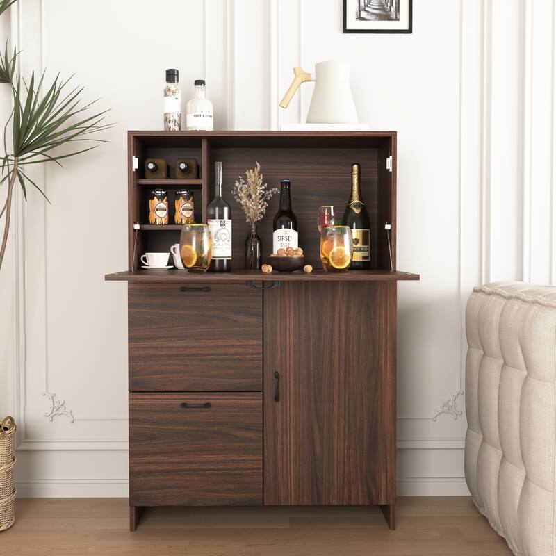 Desk Cabinet with Storage and Fold-up Desktop