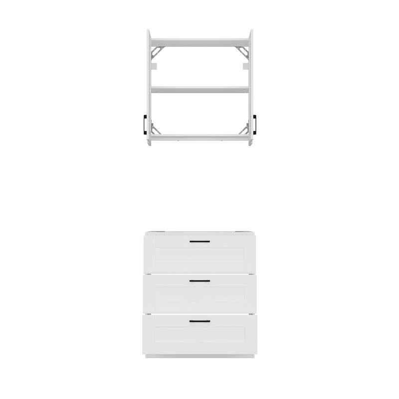 Modular White Kitchen Cabinet Set Customizable Base and Wall Cabinets Pantry Storage and DIY Countertop Design(Without desktop)