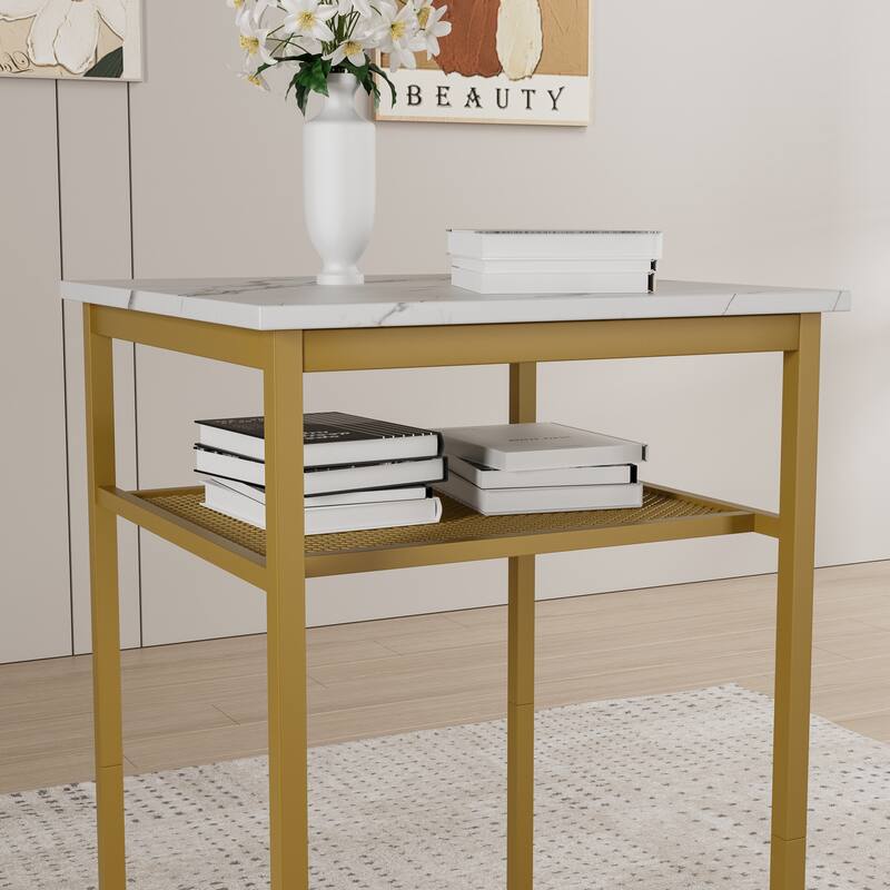 Bar Table, Equipped with 2 Bar Stools,with Backrest and Partition