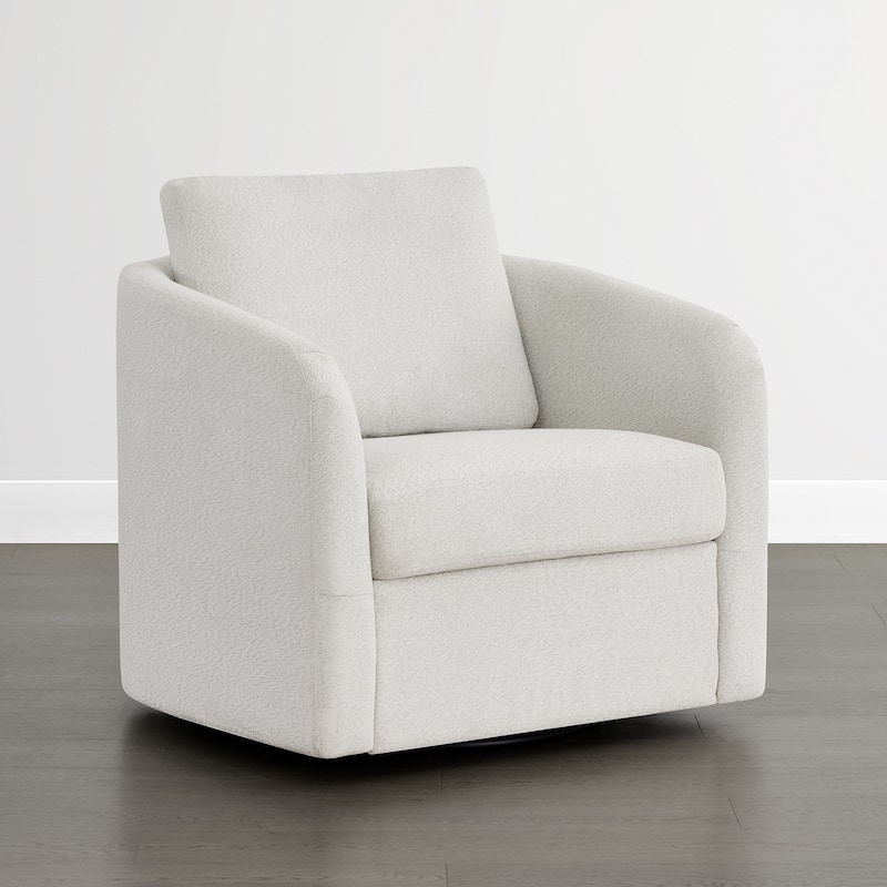 Spruce & Spring Modern Upholstered Swivel Barrel Accent Chair with Ottoman & Removable Slipcover