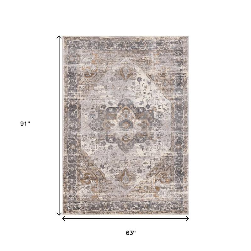 HomeRoots Medallion Modern Rectangle Area Rug - 5' X 8'