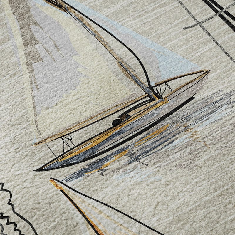 Premium Washable Super Soft Sailboat Marina Mayfield Rug