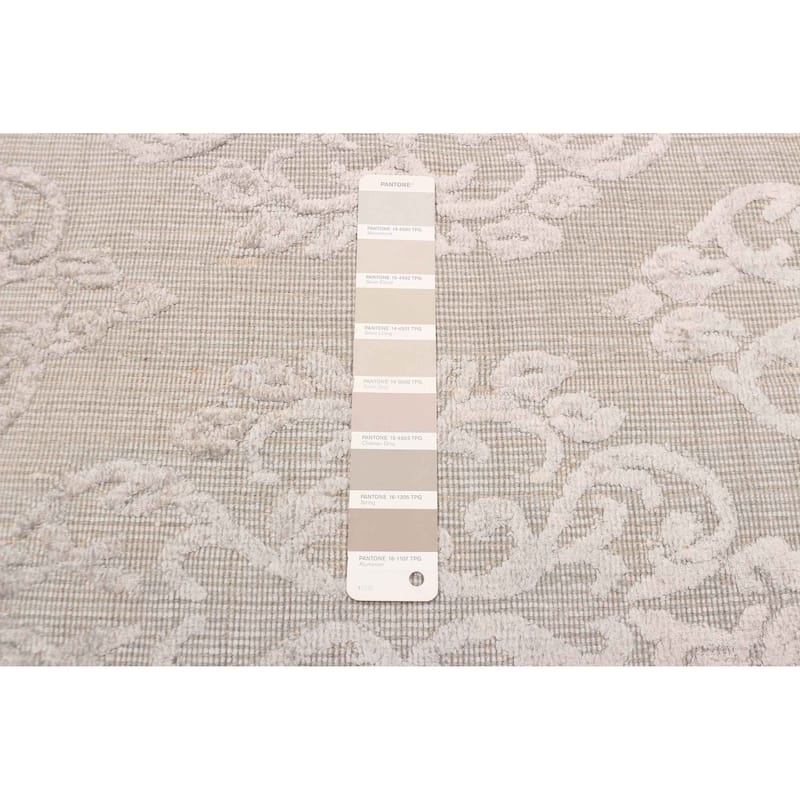 ECARPETGALLERY Hand Loomed Elysian Light Grey Viscose, Wool Rug - 5'0 x 8'0