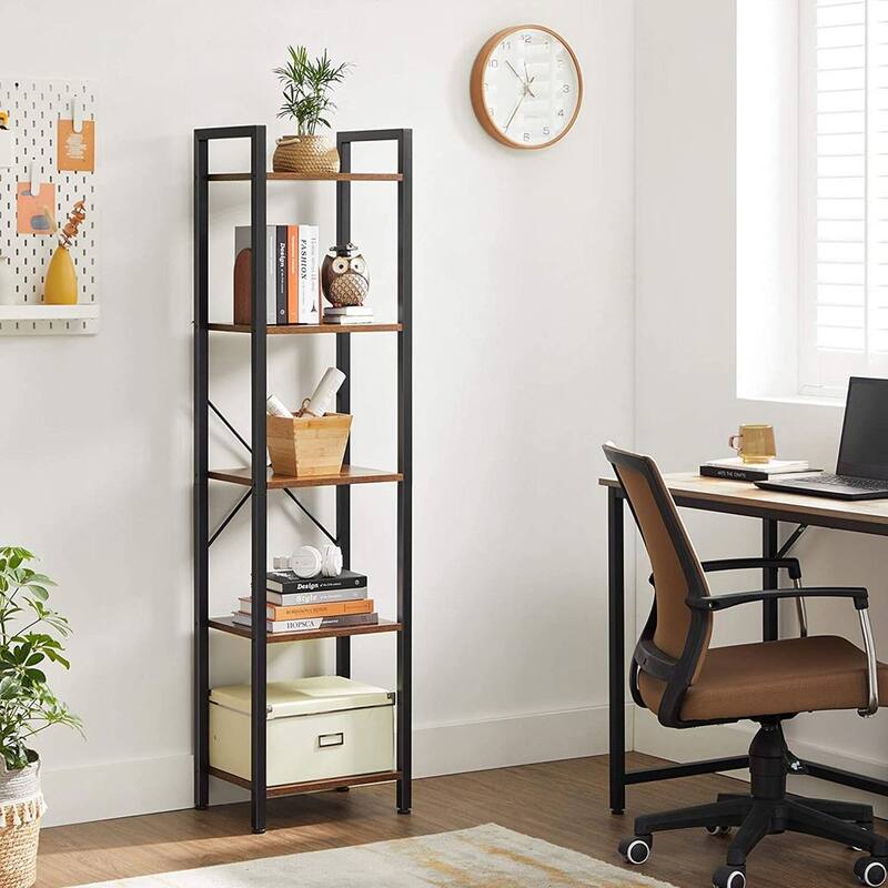 Black Metal Adjustable Storage Shelving Unit with 5 Heavy-Duty Shelves for Garage and Home Organization