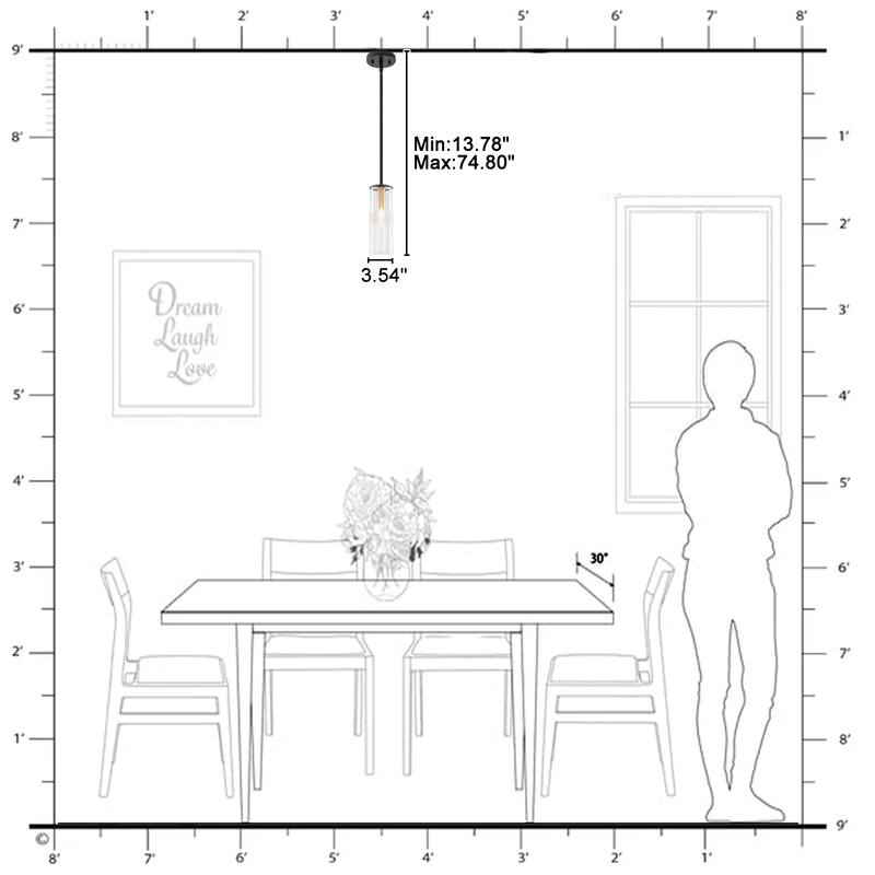 Industrial Black Mini Pendant Light Clear Cylindrical Glass Shade - Dia.3.54-in