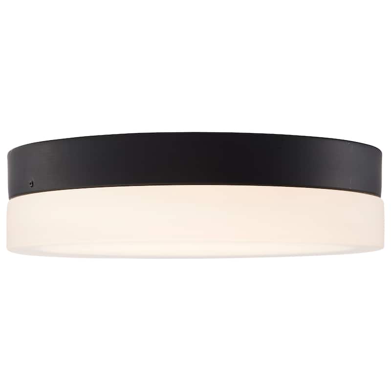 Pi 11 Inch LED Flush Mount Black Finish Frosted Etched Glass CCT Selectable 120 Volts