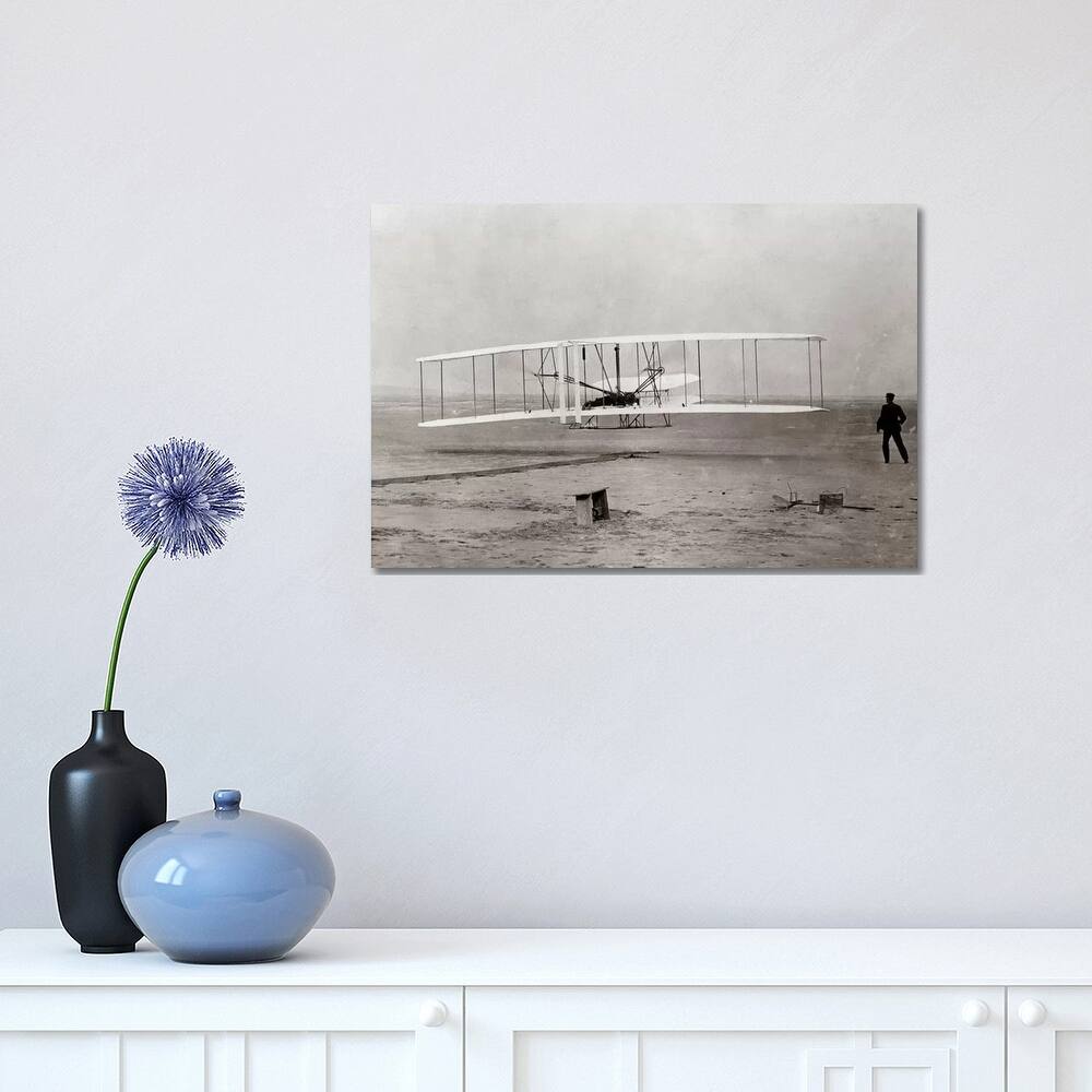iCanvas "1903 Wright Brothers' Plane Taking Off At Kitty Hawk North Carolina USA" by Vintage Images Canvas Print