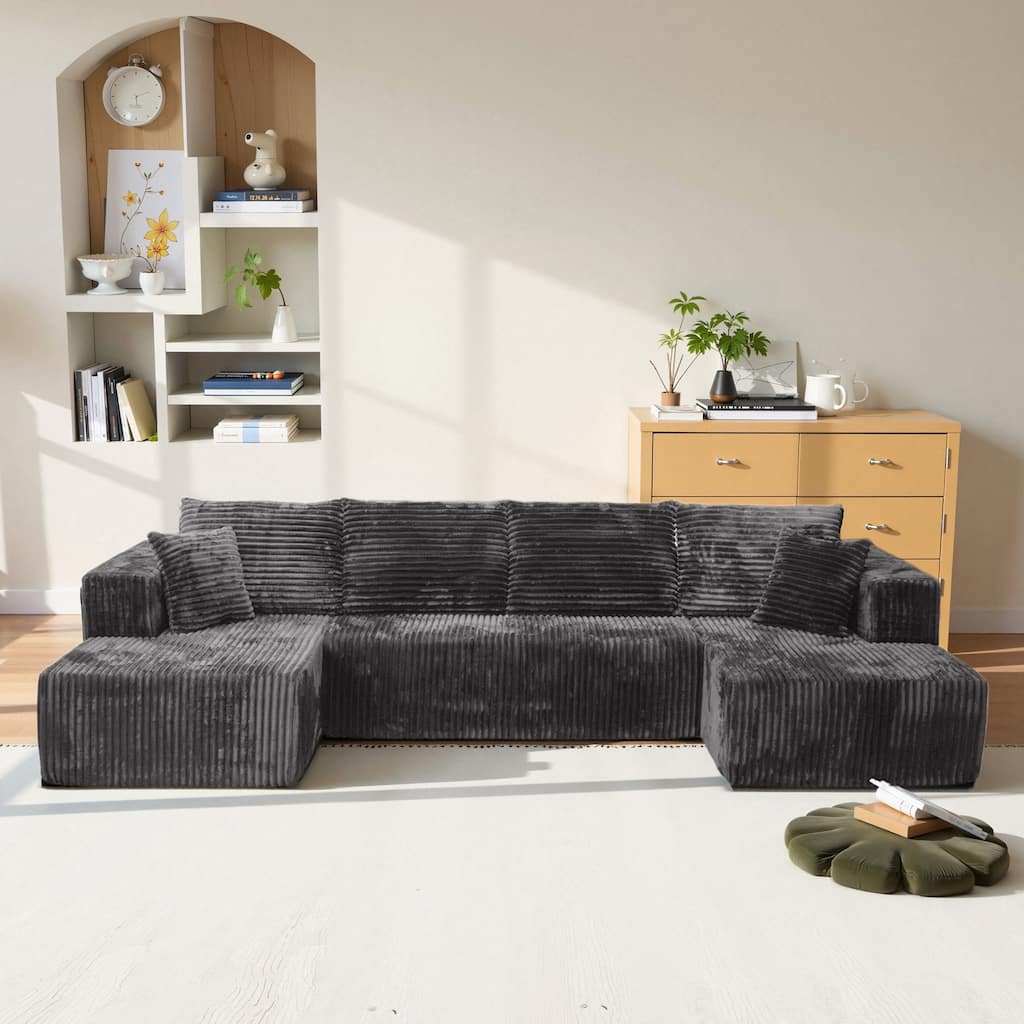Modular Sofa U-Shaped Corduroy Sectional Sofa Living Room Free Combination Sofa Sets