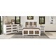 preview thumbnail 9 of 8, Farmhouse Platform Full Size Bed, Modern Wooden Bed with Wooden Strip Decoration, Plywood Slats Support, White