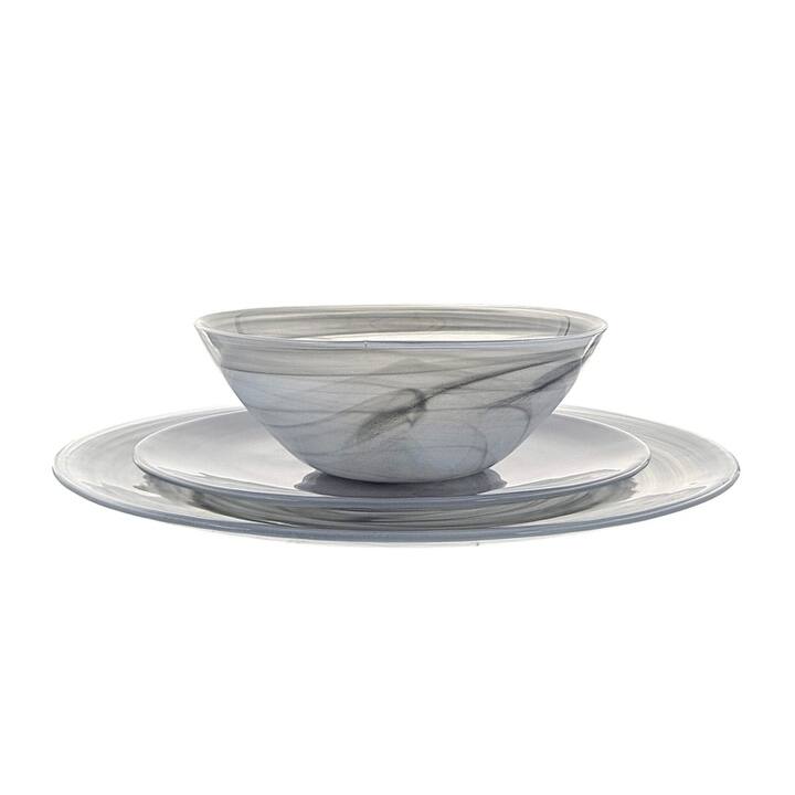 NUAGE Graphite 12 Pcs. Glass Dinnerware Set