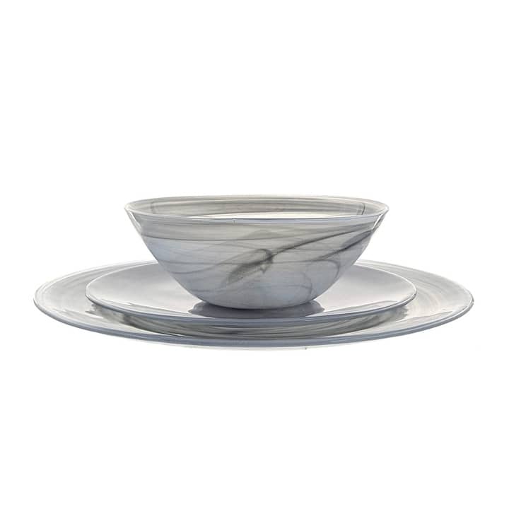 NUAGE Graphite 12 Pcs. Glass Dinnerware Set