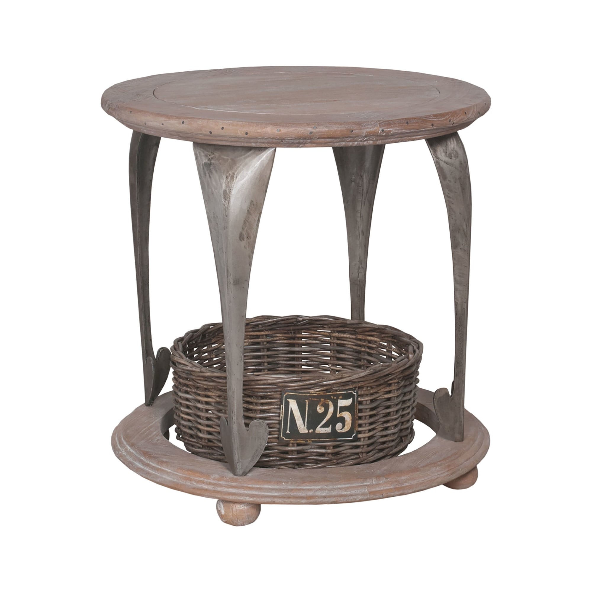 Guildmaster 711017 Gothic 30 Wide Accent Table With Wicker Basket Aged Metal Guildmaster 711017 Gothic 30 Wide Accent Table With Wicker Basket Aged Metal
