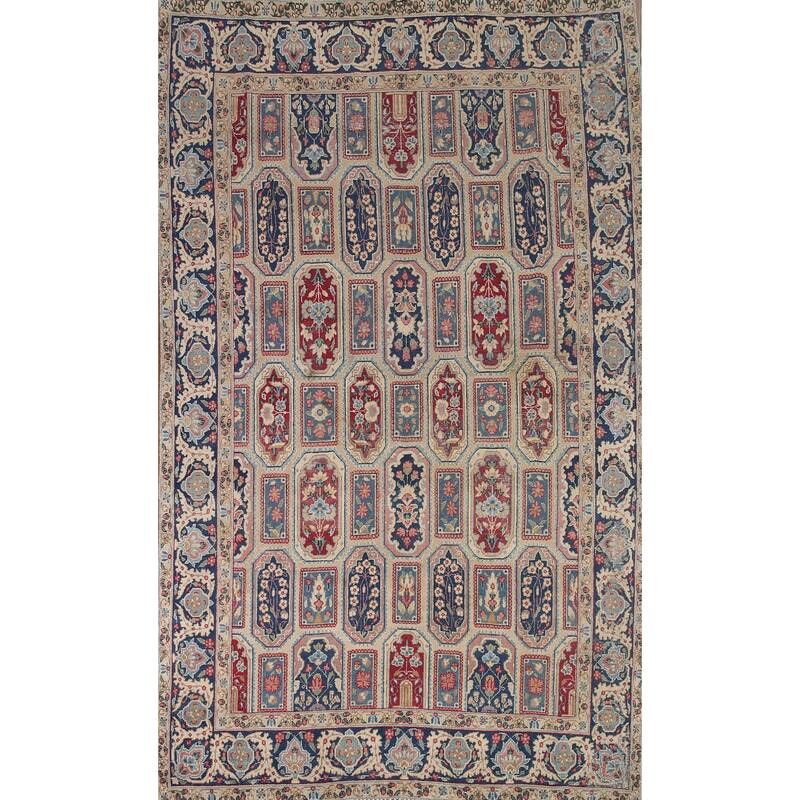 Kerman Persian Antique Area Rug Handmade Wool Carpet - 6'6" x 9'6"
