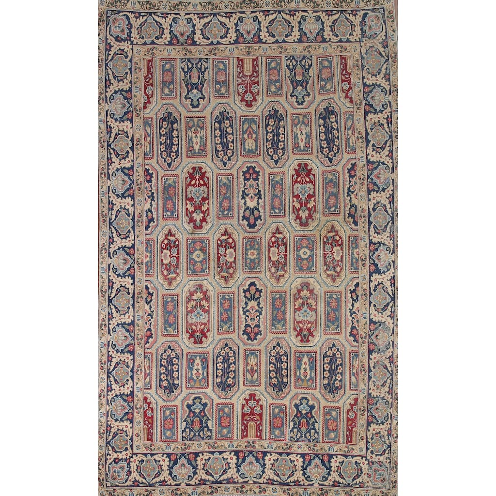 Kerman Persian Antique Area Rug Handmade Wool Carpet - 6'6" x 9'6"