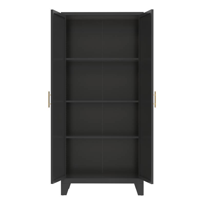 2 Shapely Doors Buffet Sideboard Accent Cabinet, Storage Cabinet with Doors and Adjustable Shelves