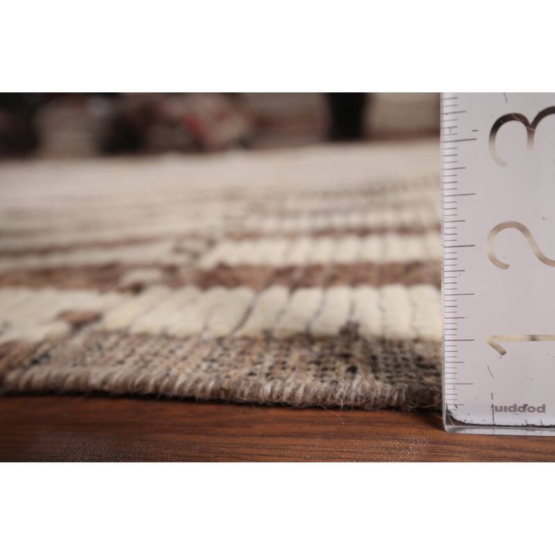 All-Over Striped Moroccan Area Rug Handmade Wool Carpet - 7'11" x 11'2"