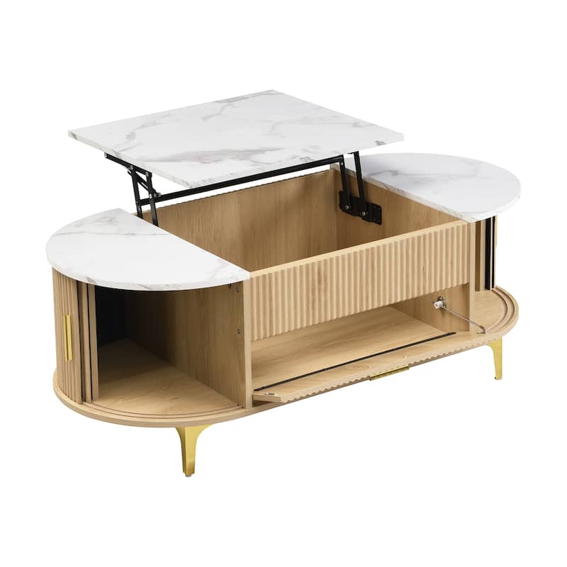 Scott Living - Nova Modern Lift-Top Coffee Table with Sliding Doors, Large Drawer, and Smart Storage Design