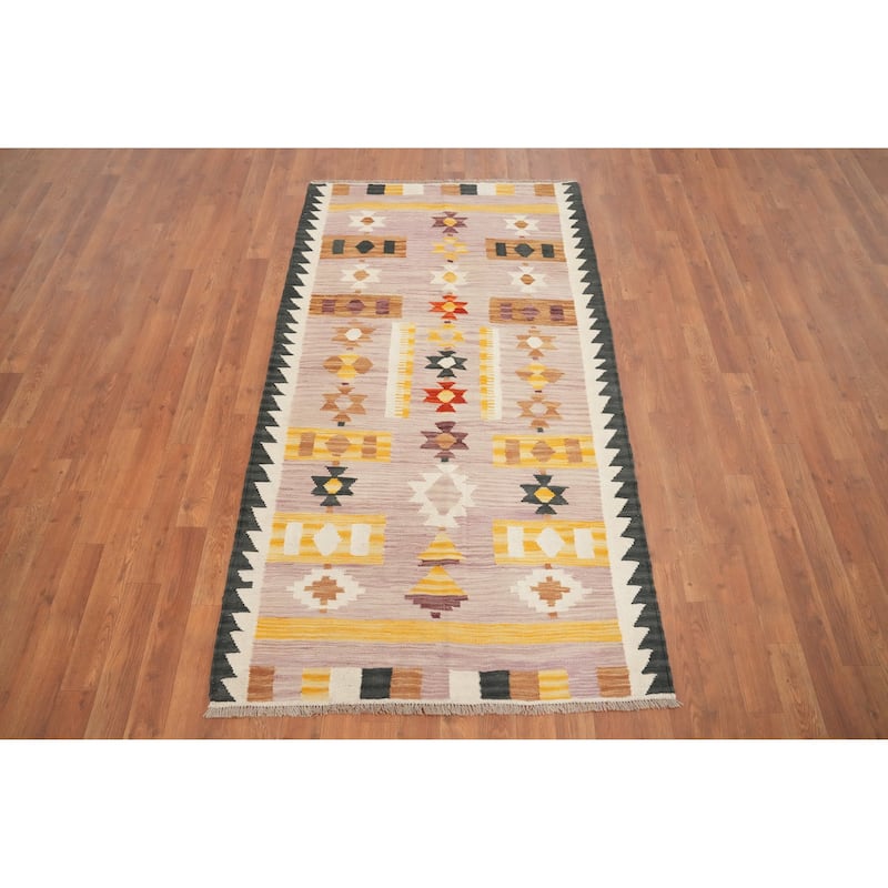 Hand Woven Oriental 100% Wool Carpet Southwestern Tribal Purples Kilim Area Rug - 6' 0'' X 3' 4''