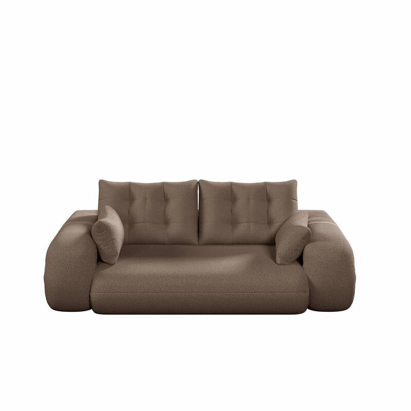 78.7" Foldable Sofa Bed, Teddy Fabric Convertible Floor Sofa Couch with Pillow, Upholstered Loveseat Sleeper Bed for Living Room