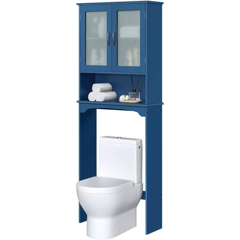 Over The Toilet Storage Cabinet - 9"D x 25"W x 66"H - Navy Blue